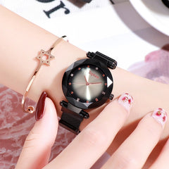 Luxury Diamond Rose Gold Women Watches Fashion Ladies Starry Sky Magnetic Watch Casual Mesh Steel Rhinestone Female Wristwatch