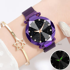 Watches Women Fashion Luxury Stainless Steel Magnetic Buckle Strap Refractive surface Luminous Dial Ladies Quartz Watch