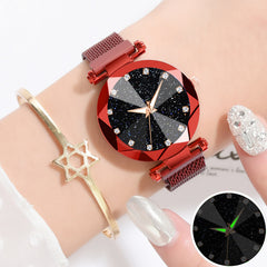 Watches Women Fashion Luxury Stainless Steel Magnetic Buckle Strap Refractive surface Luminous Dial Ladies Quartz Watch