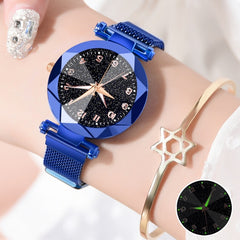 Watches Women Fashion Luxury Stainless Steel Magnetic Buckle Strap Refractive surface Luminous Dial Ladies Quartz Watch