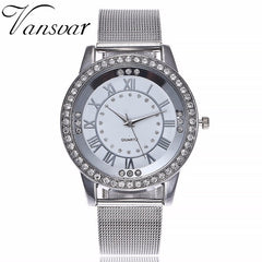 Dropshipping Women Rhinestone Watch Fashion Casual Women Silver & Rose Gold Mesh Wristwatches Gift Clock Relogio Feminino Hot