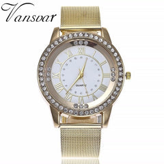 Dropshipping Women Rhinestone Watch Fashion Casual Women Silver & Rose Gold Mesh Wristwatches Gift Clock Relogio Feminino Hot