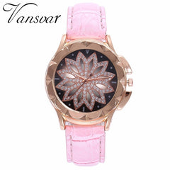 Best Selling Fashion Women Rose Gold Flower Rhinestone Watch Luxury Casual Female Quartz Watch Relogio Feminino Drop Shipping