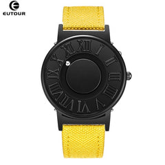EUTOUR Watch Man  Canvas Leather Strap Mens Watches Magnetic Ball Show Quartz Watches Fashion Male Clock Wristwatches