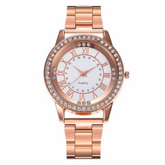Vansvar Brand Rose Gold Watch Luxury Women Dress Rhinestone Quartz Watch Casual Women Stainless Steel Wristwatches Female Clock