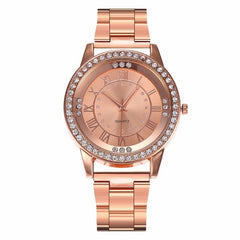 Vansvar Brand Rose Gold Watch Luxury Women Dress Rhinestone Quartz Watch Casual Women Stainless Steel Wristwatches Female Clock